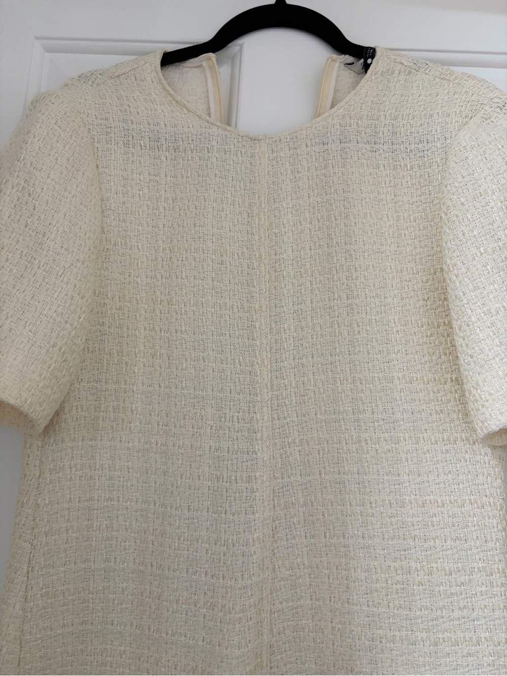 Zara Tweed Cream Fringe Midi Dress - Picture 3 of 4